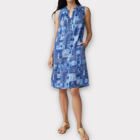 J. McLaughlin | Dresses | J Mclaughlin Nylee Linen Dress Womens Large Blue  Sleeveless Pockets Coastal | Poshmark